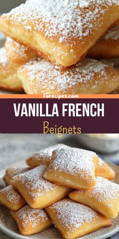 vanilla french pastries with powdered sugar on top and below the words, vanilla french beginner's