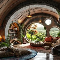 Hobbit houses.  Modern guest houses in the style of Hobbit houses Hobbit Houses Diy, Hobbit House Plans, Tudor Aesthetic, Forest Lounge, Hobbit Village, Hobbit Life