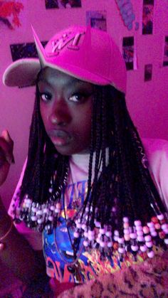 Braids With Pink Beads, Braids With Pink, Blk Hairstyles, 2000s Fashion Aesthetic, Dream Hairstyles, 90s 2000s Fashion, Braids With Beads, Hair Ponytail, Hair Ponytail Styles