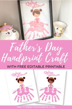 Father’s Day Handprint Craft Handprint Crafts Fathers Day, Daddy Handprint Crafts, Father’s Day Handprint Art, Princess Handprint Art, Father’s Day Handprint Crafts For Preschoolers, Fathers Day Handprint Ideas, Father’s Day Handprint Craft, Father’s Day Frame Craft, Kids Handprint Art For Dad