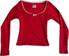 Casual Fitted Red Long Sleeve Top, Red Long Sleeve Top For Spring, Fitted Red Long Sleeve Tops, Red Fitted Long Sleeve Top, Red Long Sleeve Top, Red Long Sleeve Tops, Red Long Sleeve, Sweetheart Neckline, Long Sleeve Top