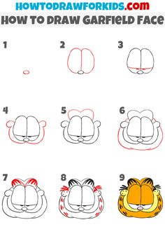 how to draw garfield the cat step by step drawing instructions for kids and beginners