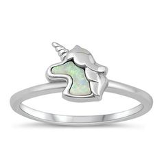 CHOOSE YOUR COLOR White Simulated Opal Unicorn Ring .925 Sterling Silver Band Cubic Zirconia Female Size 8 All our silver jewelry is crafted from .925 silver also commonly referred to as sterling silver. Sterling silver is the standard for beautiful high-quality silver jewelry and cannot be replicated by lower priced silver plated jewelry. It is 92.5% pure silver, mixed with alloys to add strength and durability to stand the test of time. Keep your fine jewelry shiny and elegant by storing it pr Fantasy Band, Unicorn Ring, Lab Grown Diamonds Engagement, Silver Plated Jewelry, Sterling Silver Bands, Womens Engagement Rings, Opal Rings, Pure Silver, Silver Band