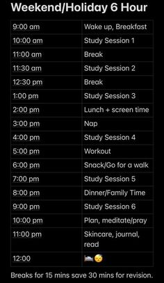 an event schedule with the dates and times for each event in black, white and yellow