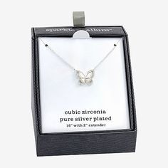 Features: Nickel Free, AdjustableJewelry Closure: Lobster ClaspLink Construction: SemisolidShape: ButterflyMetal Color: Silver ToneChain Length: 16 InchChain Width: 1.2 MillimetersExtender Length: 2 InchPendant Length: 13.5mmPendant Width: 16.5mmChain Construction: LinkCare: Wipe CleanStone Type: 4 Simulated Mother of Pearl, 17 Cubic ZirconiaMetal: Pure Silver Over BrassNecklace Type: Pendant NecklacesCountry of Origin: Imported Silver Butterfly Necklace With Adjustable Clavicle Chain, Adjustable Silver Butterfly Necklace With Clavicle Chain, Silver Adjustable Butterfly Necklace For Gift, Adjustable Metal Butterfly Necklace Gift, Metal Butterfly Pendant Necklace For Gift, Adjustable Metal Butterfly Necklace For Gifts, Silver Butterfly Necklace With Clavicle Chain As Gift, Silver Butterfly Clavicle Chain Necklace Gift, Butterfly Pendant Necklace