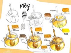 the honey is labeled in several different ways