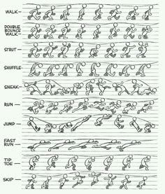 an illustrated diagram showing how to draw the human body's legs and feet in different ways