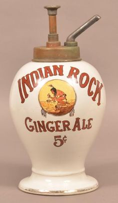 Indian Rock Ginger Ale Syrup Dispenser. : Lot 195 Soda Dispenser, Syrup Dispenser, Soap Design, Fountain Drink, Soda Brands, Art And Craft Design, Soda Fountain, Vintage Classics