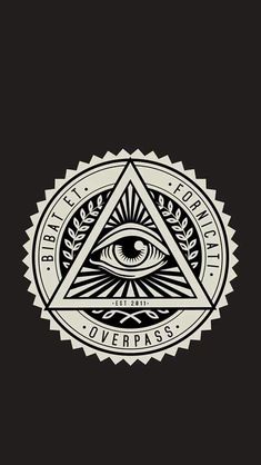 an all seeing symbol with the eye in it's center, on a black background