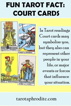 the tarot fact card is shown in this image, and it shows four tarot cards