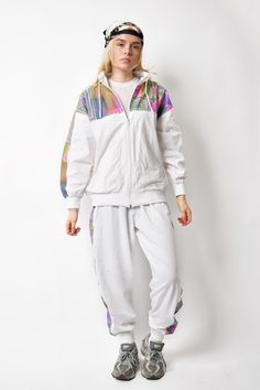 🚀Need to get your order super fast? Choose DHL Express shipping upgrade in your cart. It takes only 1-2 b. days to European Union countries and 2-5 b. days to USA, Canada and all other countries. Orders are ready to ship in 1 b. day. 🔥Vintage 80s abstract patterned lightweight tracksuit set for women in white multi colour. Size - S/M (D 40/42 on the tag). Model is slender and 172 cm / 5ft 7.7" tall. Usually wears size XS/S. Good vintage condition. Only 1 available! All orders are shipped every Relaxed Fit Tracksuit For Sports In Spring, Spring Sportswear Tracksuit With Relaxed Fit, White Sporty Tracksuit For Spring, White Relaxed Fit Tracksuit Sportswear, White Relaxed Fit Sportswear Tracksuit, White Relaxed Fit Tracksuit For Sportswear, White Tracksuit For Sports In Spring, White Spring Tracksuit For Sports, White Relaxed Fit Tracksuit