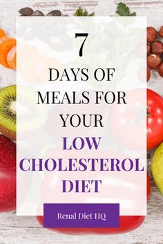 Meal Plan To Lower Cholesterol, Cholesterol Diet Recipes, Low Cholesterol Meal Plan, A Week Of Meals, Renal Diet Menu, Week Of Meals