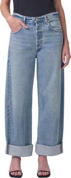 Citizens of Humanity Ayla Baggy Organic Cotton Wide Leg Jeans | Nordstrom Girls Fall Fashion, Fall Wardrobe Essentials, Denim Day, Denim Pocket, Cotton Jeans, Citizens Of Humanity Jeans, Sports Blazer, Wide Legs, Citizens Of Humanity