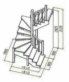 a drawing of a stair case with measurements