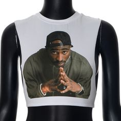 New Retro 3D Printed Street Hipster round Neck Sleeveless Vest Short Top white-S Tupac Rapper, 3d Print Design, Fur Coat Men, Fashion Themes, New Retro, Halloween Fashion, Kids Sunglasses, Tupac, Sleeveless Vest