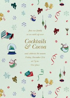 an image of a holiday card for cocktails and cocoa