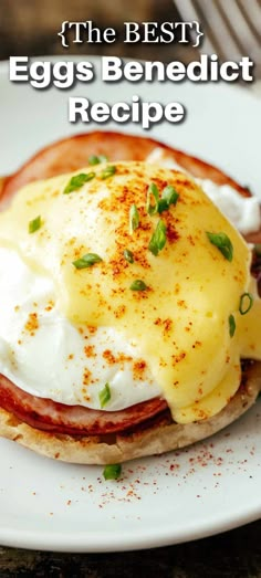 Egg benedict is essentially an open-faced breakfast sandwich. You can change up eggs benedict in many ways but a classic egg benedict starts with a toasted English muffin half, then meat which is usually Canadian bacon, ham, or regular bacon. That is topped with a poached egg, a generous coating of hollandaise sauce, and finished with a sprinkle of cayenne pepper. Easy Eggs Benedict Recipe, Best Eggs Benedict, The Best Eggs, Easy Hollandaise, Easy Hollandaise Sauce, Easy Eggs Benedict, Benedict Recipe, Best Eggs, Eggs Benedict Recipe