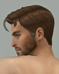 an animated image of a man with long hair and no shirt on, looking to his left