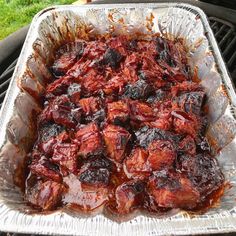 the meat is cooked and ready to be put in the oven on the bbq