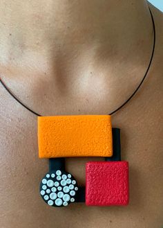 Modern Handmade Square Pendant Necklace, Modern Handmade Necklace With Square Pendant, Modern Orange Necklace As Gift, Modern Orange Necklace For Gift, Elements Of Color, Necklace Polymer Clay, Polymer Clay Jewelry Tutorials, Macrame Plant Holder, Unique Mothers Day Gifts