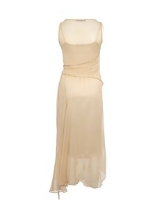 This stylish asymmetric dress is designed with luxurious silk and crystal embellishments at the front and tie panel that will make you stand out. The adjustable waist tie ensures maximum comfort and versatility, while the slip dress ensures extra coverage and comfort. You can wear this piece tied around the waist or loose. Every detail has been carefully considered for a modern and polished look.Composition: 100% Silk Care: Dry Clean Only Summer Silk Asymmetrical Dress, Silk Cocktail Dress With Tie Waist, Elegant Silk Asymmetrical Summer Dress, Elegant Silk Asymmetrical Dress For Summer, Sleeveless Silk Chiffon Dress, Summer Pre-draped Silk Dress, Elegant Silk Dress With Asymmetrical Hem, Summer Bias Cut Pre-draped Dress, Elegant Asymmetrical Tie Back Dress