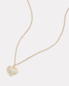 18K Yellow Gold Pave Diamond Heart Necklace, .42 TCW16 Inches, Pendant is 1/2 Inch Diameter Style# YNPHPW Luxury Heart-shaped Necklace With Delicate Chain, Luxury Heart Pendant Necklace With Delicate Chain, Gold Diamond Heart Pendant With Delicate Chain, Gold Diamond Heart Pendant Necklace With Delicate Chain, Gold Diamond Heart Necklace With Heart Charm, Heart-shaped Diamond Necklace In Gold, Dainty Heart Pendant Necklace With 17 Jewels, Dainty Gold Heart Diamond Necklace, Yellow Gold Heart Pendant Necklace With Diamonds