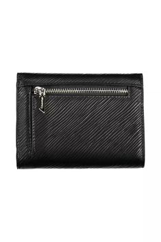 wallet, 1 external pocket, coin purse, card slots, rfid blocker, contrasting details, snap closure, logo Black Rfid Blocking Wallet For Business, Modern Black Bifold Coin Purse, Black Trifold Wallet For Business, Black Coin Purse With Coin Pocket For Formal Occasions, Modern Black Trifold Wallet With Card Slots, Modern Black Coin Purse With Card Slots, Modern Black Coin Purse With Zipper Closure, Modern Black Coin Purse With Zipper, Modern Black Wallets For Business