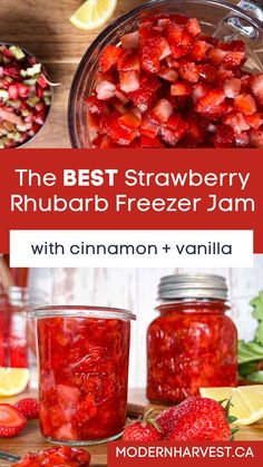 the best strawberry rhubarb freeze jam with cinnamon and vanilla