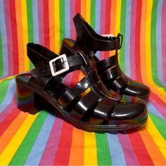 Platform Jellies Jelly Shoes Sandals Black Dollymix Retro Size 7 Us 2in. Never Worn. No Shoe Box. Black Mary Jane Sandals For Summer, Retro Black Sandals For Party, Black Ankle Strap Jelly Sandals For Party, Retro Black Party Sandals, Black Jelly Sandals With Platform And Round Toe, Black Platform Jelly Sandals With Round Toe, Vintage Black Sandals For Summer, Black Mary Jane Sandals With Heel Strap, Black Vintage Sandals For Summer