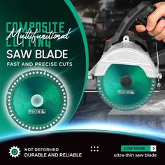 the saw blade is being used to cut wood