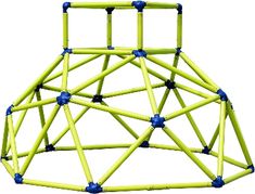 an object made out of sticks and blue balls is shown in this graphic drawing, it appears to be a triangular structure