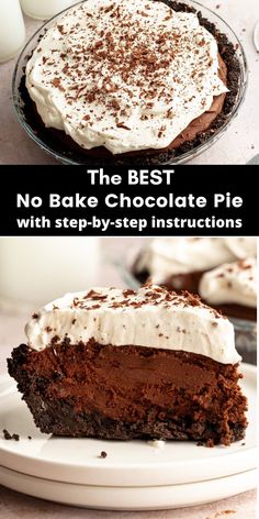 the best no bake chocolate pie with step - by - step instructions