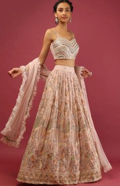 Onion Pink Lehenga, Onion Pink, Mens Indian Wear, Sangeet Outfit, Mirror Embroidery, Western Wear Dresses, Lehenga Online, Pink Lehenga, Moroccan Design