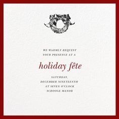 the holiday fete is shown in red and white, with a wreath on it