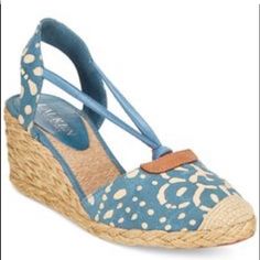 Ralph Lauren Wedge Espadrilles. Size 9,5 Blue Casual Wedge Sandals With Round Toe, Blue Round Toe Wedge Sandals, Blue Casual Round Toe Wedge Sandals, Casual Blue Wedge Sandals For Vacation, Casual Blue Round Toe Wedge Sandals, Casual Blue Wedge Sandals With Removable Insole, Casual Blue Wedge Sandals For Spring, Casual Blue Spring Wedge Sandals, Blue Espadrille Platform Wedge Sandals