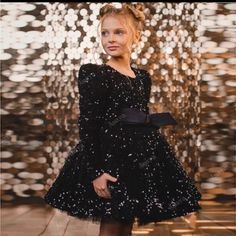 Sequin Long Sleeves Bow Dress Perfect For Pageant, Kids Prom, Photo Shoot Etc Prom Photo Shoot, Kids Prom Dresses, Multicolor Floral Dress, Sequin Flower Girl Dress, Pink Tutu Dress, Pageant Gown, Flamingo Dress, Sequin Flower, Short Sleeve Floral Dress