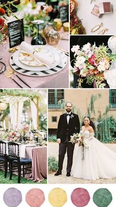 a collage of different wedding colors and details