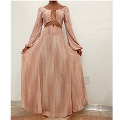 Indah Long Dress Size Small - 55” Long Good Condition With A Minor Cut Damage In Front Of Dress Of .5”. Please See Damage In Video. A Minor, Long Dress, Maxi Dress, Womens Dresses, Dresses, Pink, Women Shopping, Color