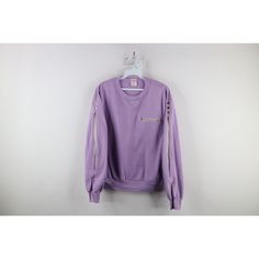 Vtg 70s Streetwear Womens Large Blank Zippered Crewneck Sweatshirt Purple USA Womens Sweater Discoloring on sleeves. USA made. Musty scent Womens size Large Measurements are: 21.5 inches underarm to underarm 23.5 inches top to bottom Purple Acrylic US Shipping is FREE, Canada is $15 and International is $24 Check out my other items in my store! Y528 Vintage Tops With Ribbed Cuffs For Spring, Vintage Ribbed Cuffs Top For Spring, Retro Purple Crew Neck Top, Retro Oversized Long Sleeve Tops, Oversized Retro Long Sleeve Tops, Oversized Long Sleeve Retro Top, Retro Purple Long Sleeve Sweater, Retro Long Sleeve Sweatshirt, Retro Long Sleeve Tops With Ribbed Cuffs