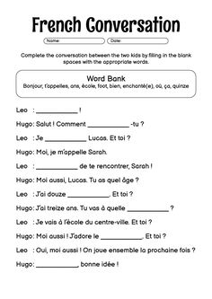 the french conversation worksheet