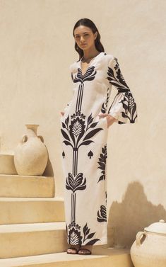 Women's Andres Otalora Spring Summer 2025 Collection | Moda Operandi English Wallpaper, Resort 2025, Formal Evening Wear, Textile Prints Design, Summer 2025, Flare Sleeves, Linen Maxi Dress, Chiffon Maxi Dress, Fashion Pattern