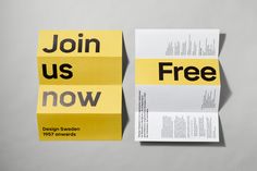 two pieces of paper with the words join us now printed on them, sitting next to each other