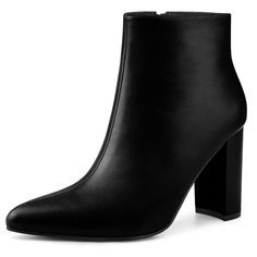 Sculpted into a sleek silhouette yet meant to fit comfortably, this PU leather ankle bootie features A-line to toe to give you graceful with the high heel. These ankle boots have a flattering style that looks great on everyone. Whether a party, work, date, wedding, cocktail, nightclub, homecoming, seas, travel, or other special occasions, you can match the nude high heels with skirts, T-shirts, jeans, shorts, or any casual or formal wear. Ankle Heeled Boots For Workwear With 4-inch Heel, Business Ankle-high Heeled Boots With Reinforced Heel, Sleek High-heeled Boots With Stacked Heel, Ankle-high Heeled Boots With Sculpted Heel In Faux Leather, Ankle-high Faux Leather Heeled Boots With Sculpted Heel, Office Heeled Boots Ankle-high Medium Width, Office Heeled Boots, Ankle-high, Medium Width, Sleek Heeled Boots With 4-inch Heel, Office Ankle-high Heeled Boots Medium Width