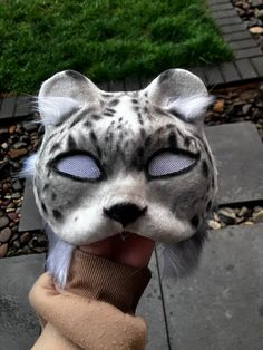 A Beutiful Snow leopard Therian mask used for, quadrobics, cosplayers, therians or anyone in general who wants a super cool mask made with love :) Masquerade Mask With Whiskers, Snow Leopard Therian, Cool Mask, Therian Mask, Cool Masks, Costume Mask, Snow Leopard, Mask Making, Made With Love