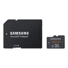 the samsung microsdd adapter and memory card are shown next to each other