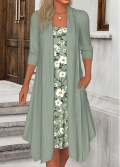 Color:Sage Green;Size:1X;Size:2X;Size:3X;Package Contents:1 X Dress;Occasion:Other;Style:Casual; Green A Line Dress, Green Floral Print Dress, Elegant Dresses Plus Size, Green Long Sleeve Dress, Latest Dress For Women, Sage Green Floral, Green A, Outfit Inspiration Fall, Line Dress