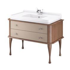 a bathroom sink with two drawers and a faucet on the bottom, shown from front view