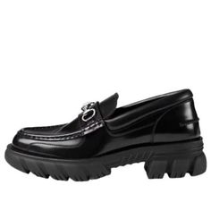 GUCCI Horsebit Loafer 'Black' 658822-DKSD0-1000 (Casual) Modern Gucci Loafers For Office, Black Loafers With Lug Sole For Business, Black Business Loafers With Lug Sole, Casual Black Gucci Loafers, Black Gucci Leather Shoes For Work, Gucci Black Loafers For Office, Gucci Black Loafers For Work, Gucci Black Leather Shoes For Work, Gucci Casual Black Loafers