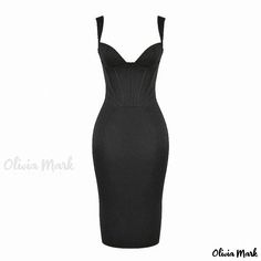 Olivia Mark - Timeless Sleeveless Suspender Strap Sweetheart Bustier Midi Bandage Dress - Black Bandage Dress Black, Angel Quotes, Plus Jumpsuit, Black Bustier, Bandage Midi Dress, Long Shirt Dress, Long Sleeve Shirt Dress, Bandage Dress, Olivia Mark