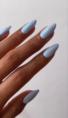 Baby Blue Chrome Nails, Baby Blue Chrome, Ongles Baby Blue, Blue Chrome Nails, Blue Chrome, Chic Nails, Short Acrylic Nails, Chrome Nails